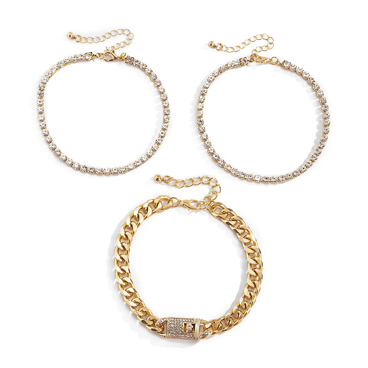Ornaments Retro Ethnic Style Slightly Inlaid Cuban Buckle Anklet Women