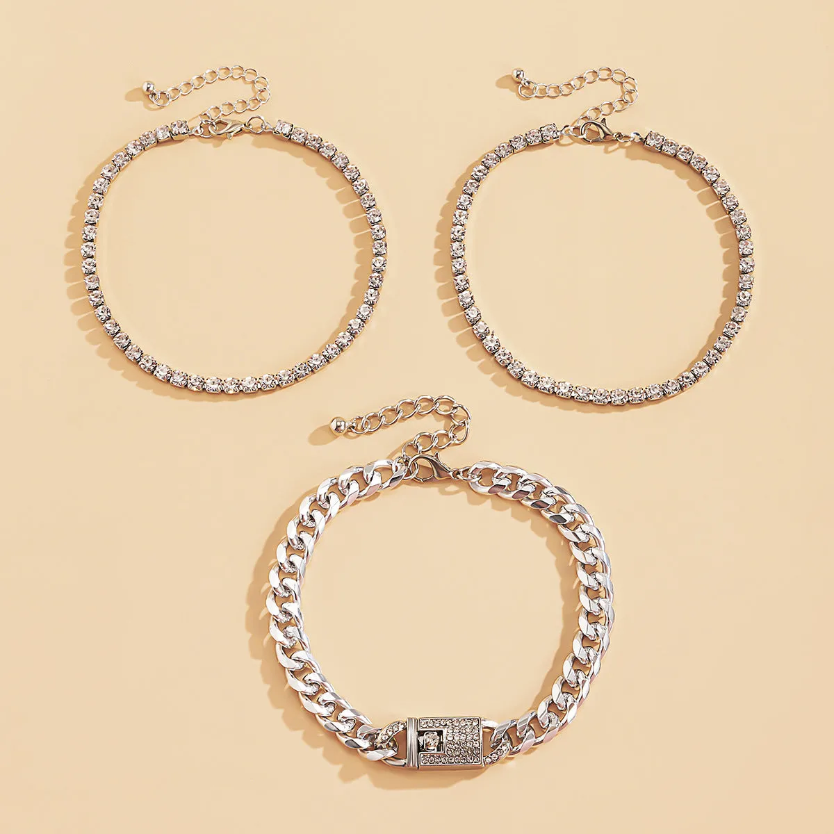 Ornaments Retro Ethnic Style Slightly Inlaid Cuban Buckle Anklet Women