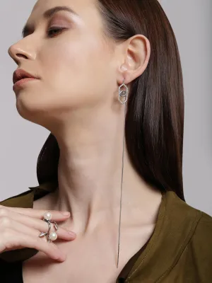 Outhouse   I    OH Celeste Alton Sirius Threader Earrings Silver New OHAW19EA121