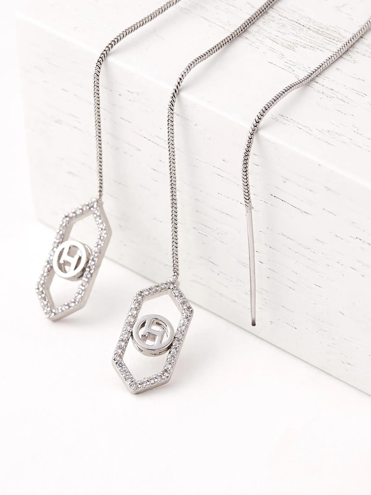 Outhouse   I    OH Celeste Alton Sirius Threader Earrings Silver New OHAW19EA121