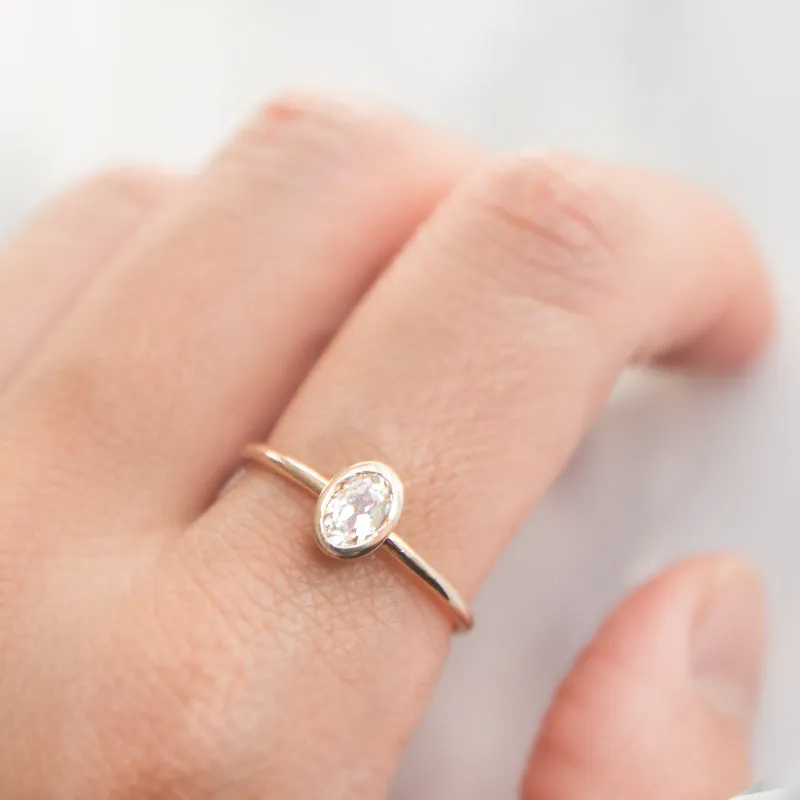 Oval Bezel White Sapphire Ring