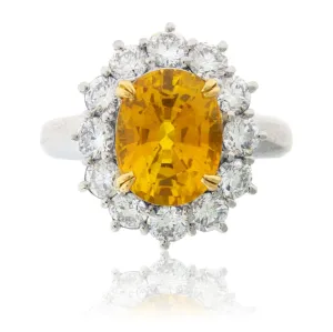 Oval Golden Sapphire & Diamond Accented Ring