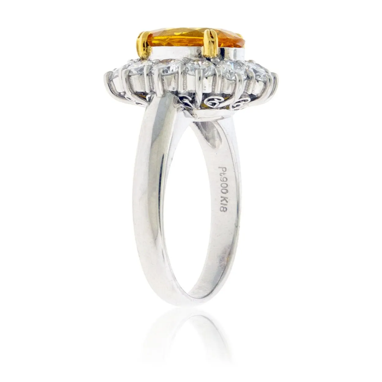 Oval Golden Sapphire & Diamond Accented Ring