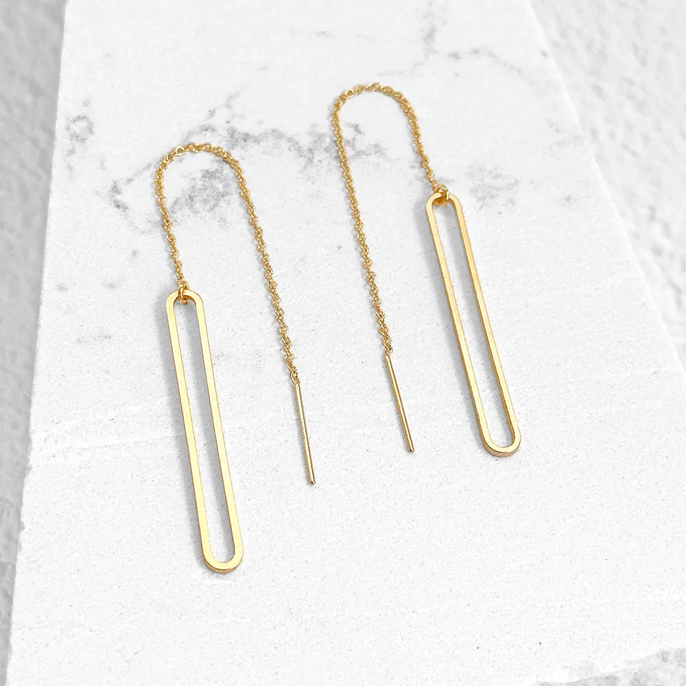 Paperclip Oval Threader Earrings