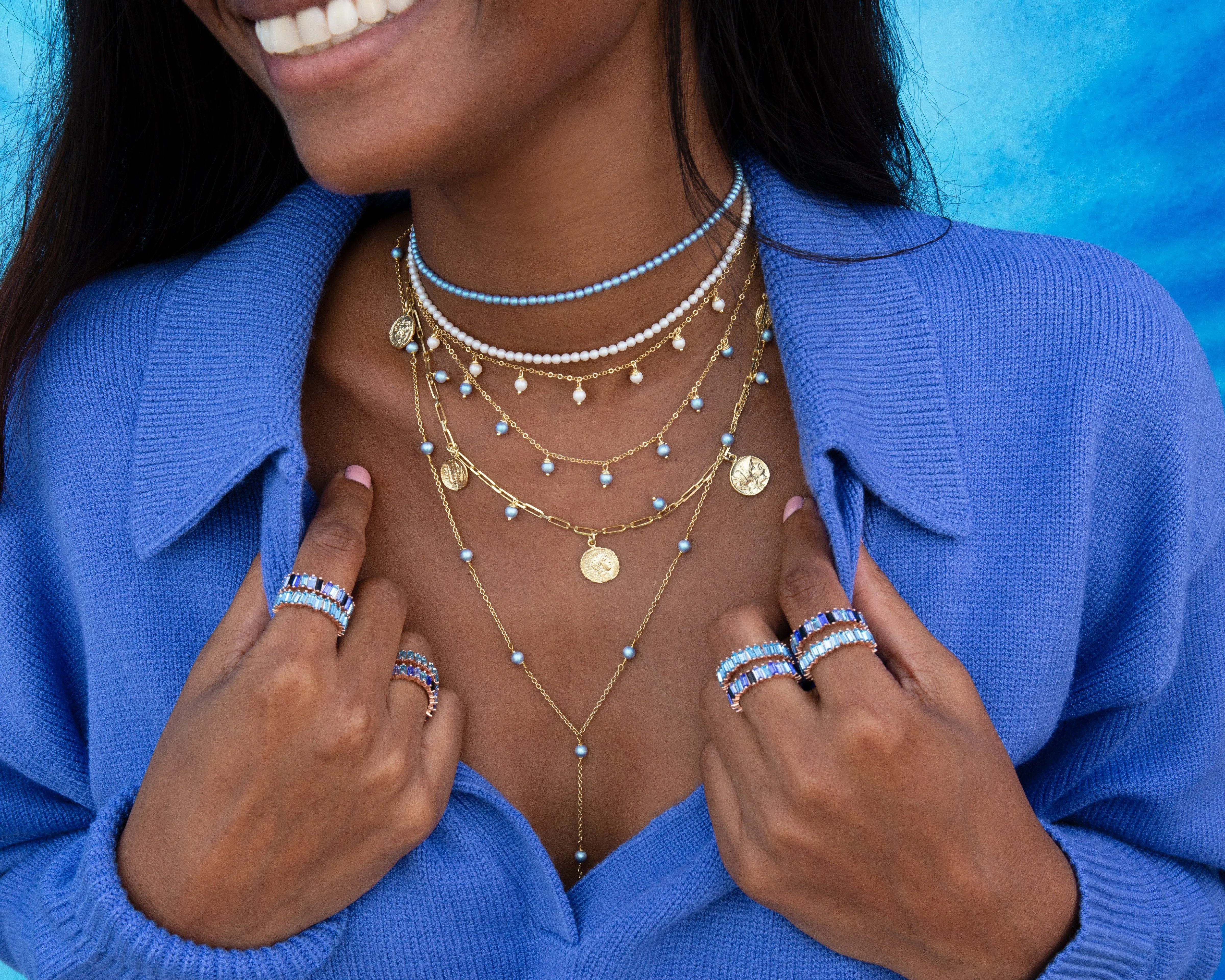 Pastel Pearl X Coin Necklace