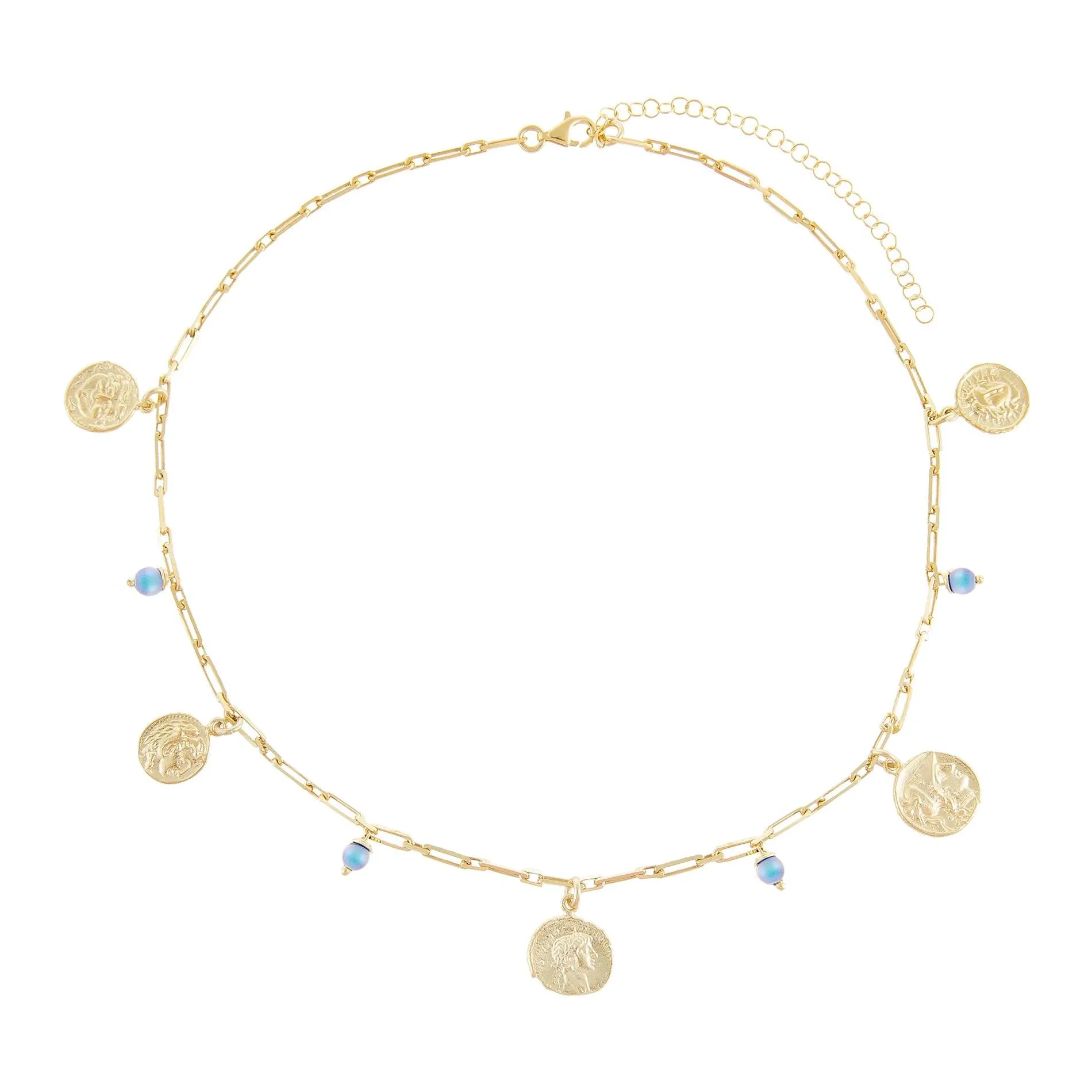 Pastel Pearl X Coin Necklace