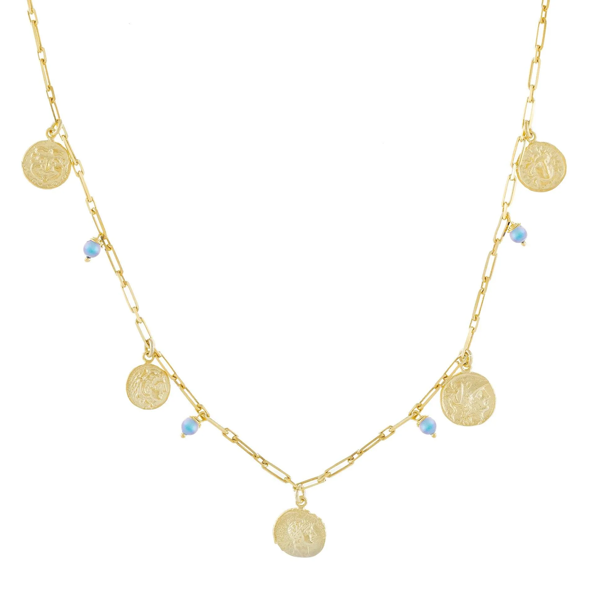 Pastel Pearl X Coin Necklace