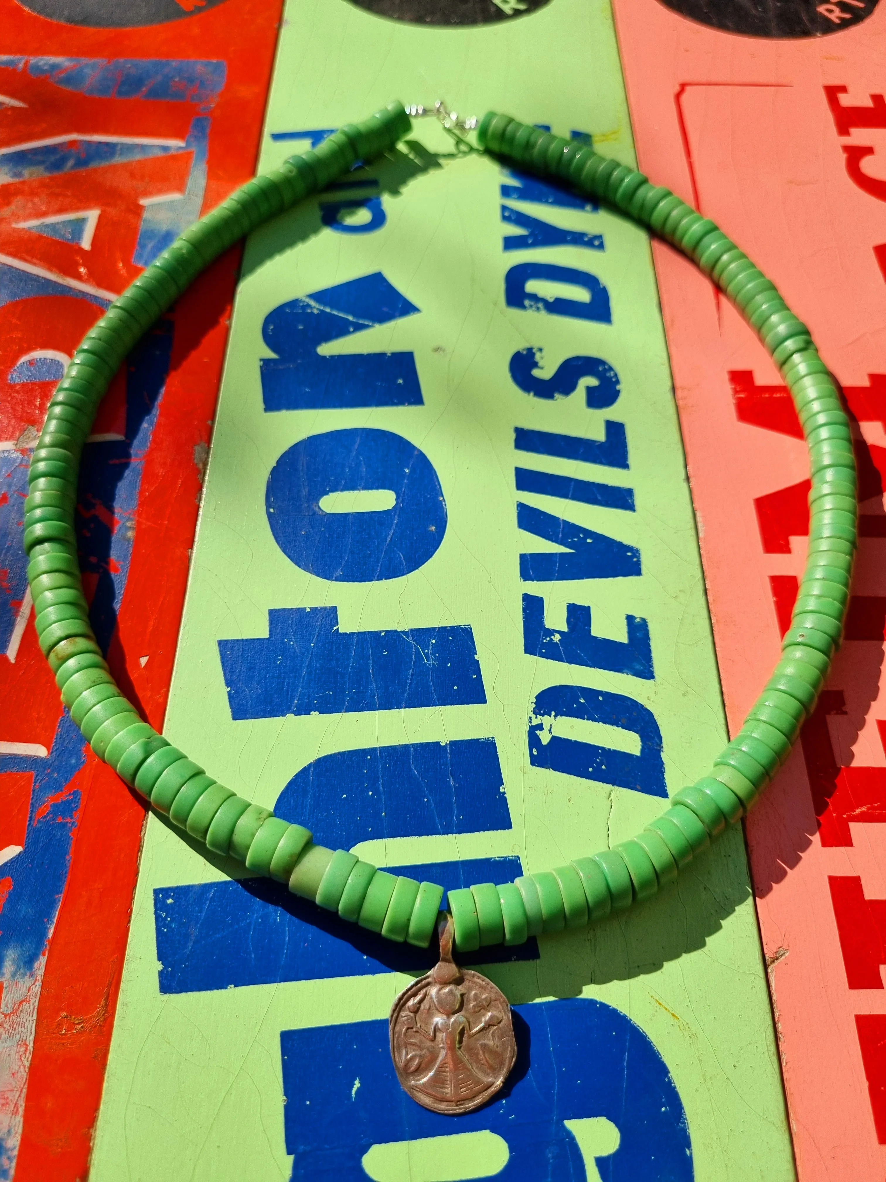 Pastel trade beads with silver