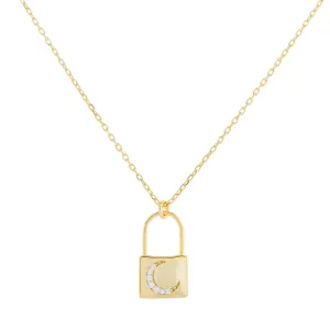 Pavé Crescent Lock Necklace