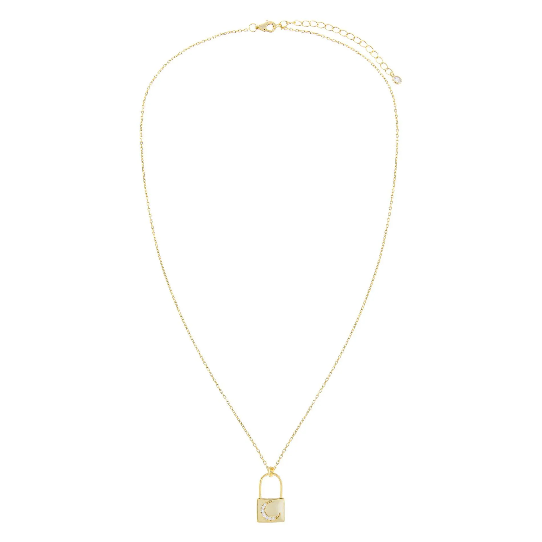 Pavé Crescent Lock Necklace