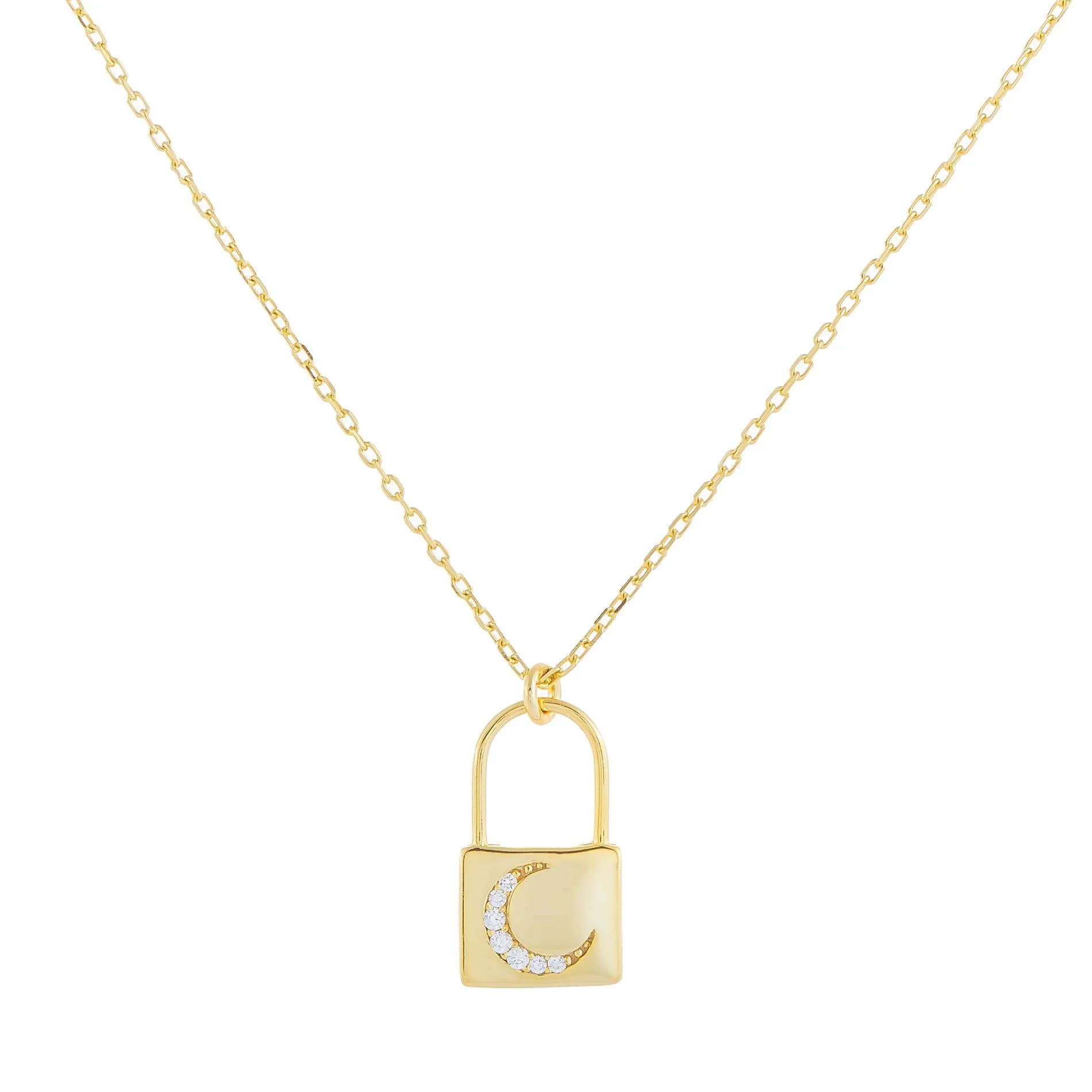 Pavé Crescent Lock Necklace