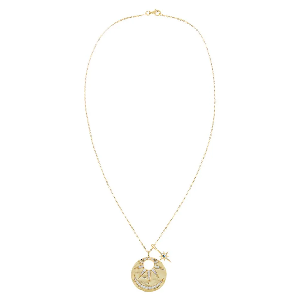 Pavé Sun & Moon Disc Necklace