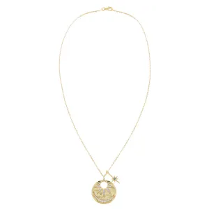 Pavé Sun & Moon Disc Necklace
