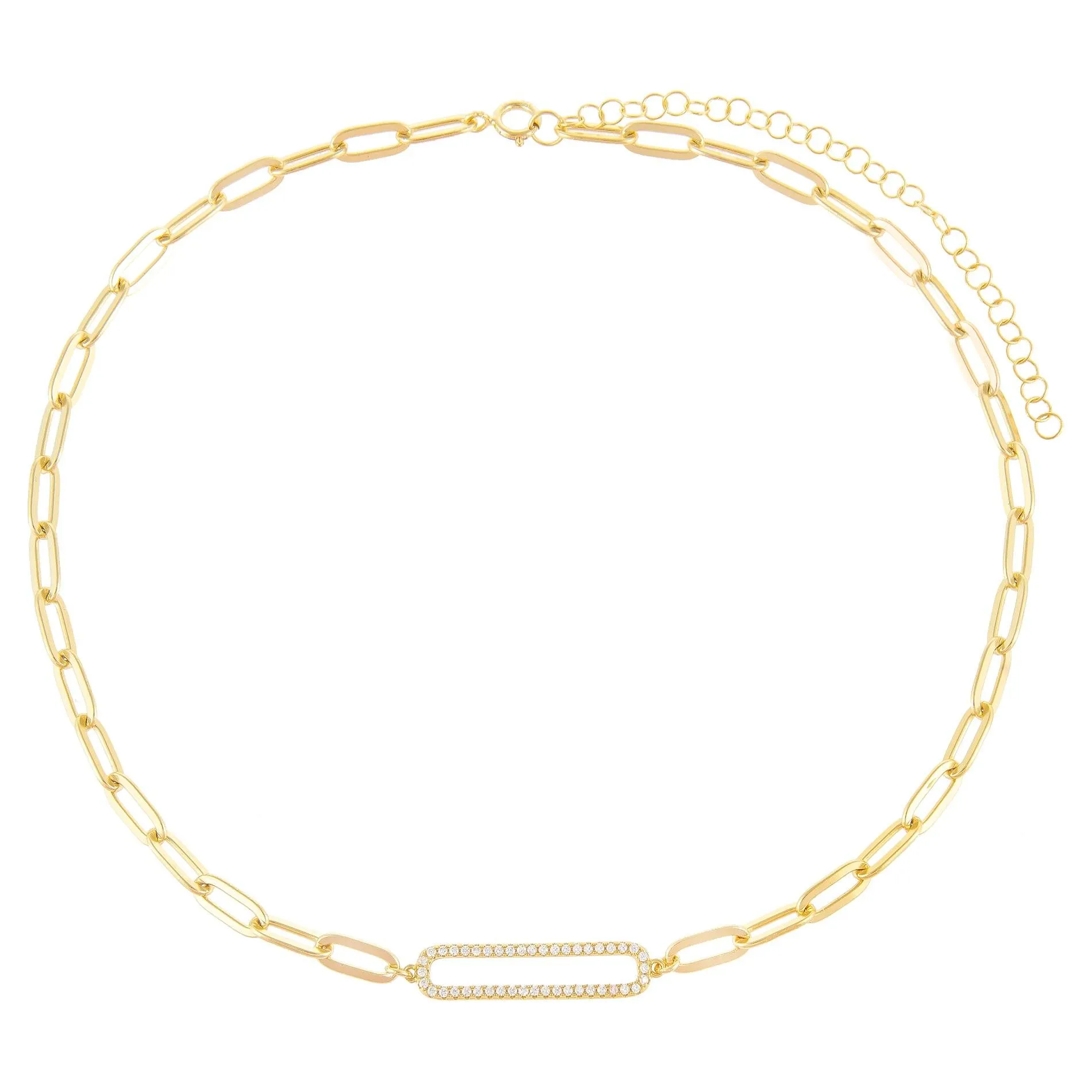 Pavé X Solid Oval Link Choker