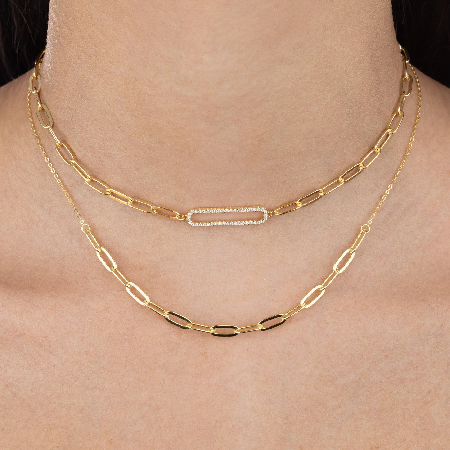 Pavé X Solid Oval Link Choker