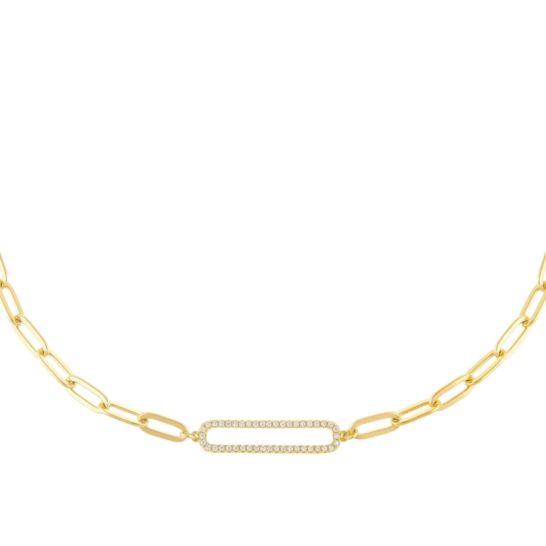 Pavé X Solid Oval Link Choker