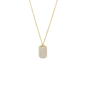 Pave Dog Tag Chain Necklace
