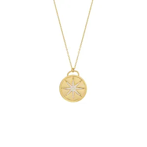 Pave Starburst Coin Necklace Charm