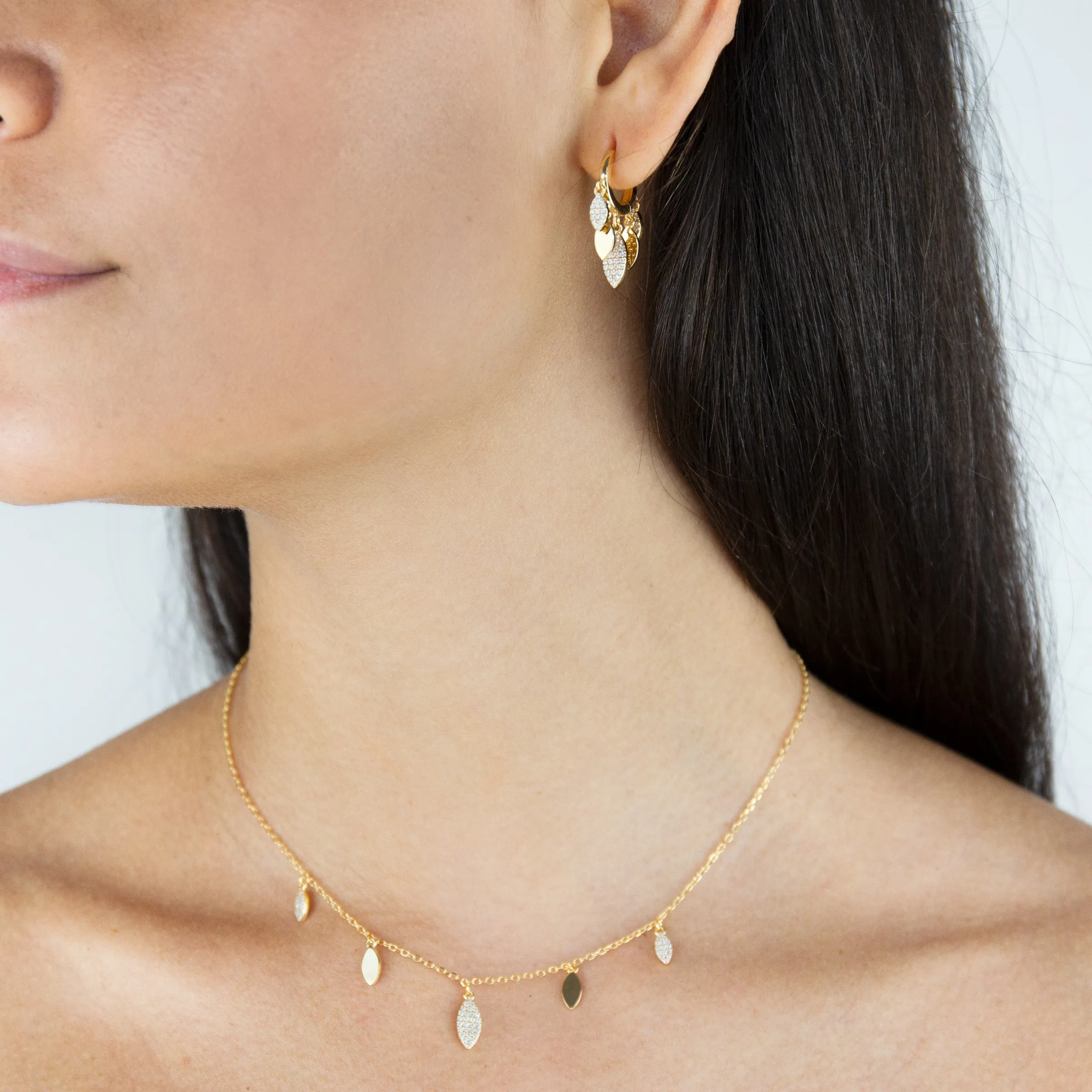 Pavé/Solid Teardrop Necklace