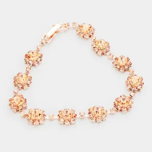 Peach Round Crystal Rhinestone Rosette Evening Bracelet | 410638