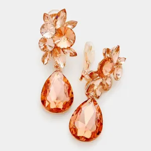 Peach Teardrop Earrings | Clip On | 272306