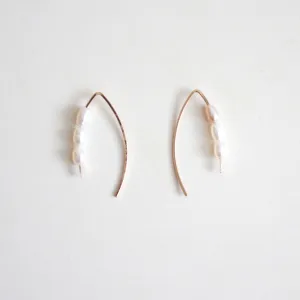 Pearl Curved Threader Earrings - Small