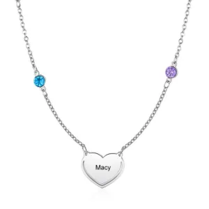 Personalized Engraved Necklace With Birthstones