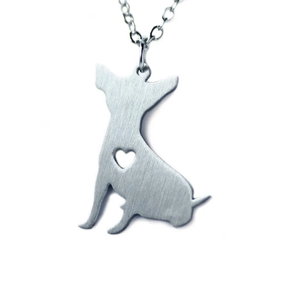 Personalized Stainless Steel Chihuahua Puppy Pendant Necklace, Engrave Name, Gift for Pet Lover