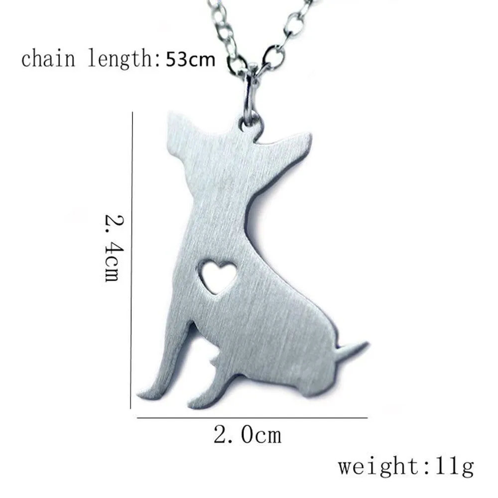 Personalized Stainless Steel Chihuahua Puppy Pendant Necklace, Engrave Name, Gift for Pet Lover