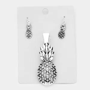 Pineapple Silver Metal Magnetic Pendant Set