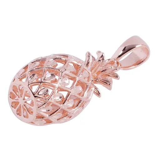 Pink Gold Plated Sterling Silver Pineapple Pendant (L) (Chain Sold Separately)