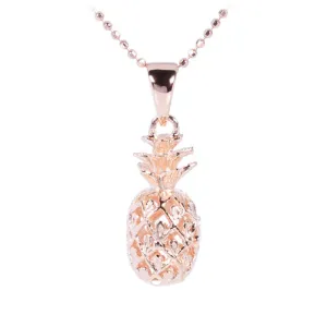 Pink Gold Plated Sterling Silver Pineapple Pendant (L) (Chain Sold Separately)