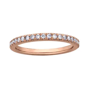 Pink Passion 14K Rose Gold (0.16ct ) Pavee Set Diamond Stackable Matching Wedding Band