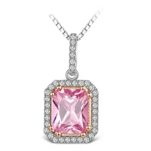 Pink Spinel Gemstone Pendant Necklace White Gold Women's Fine Jewelry
