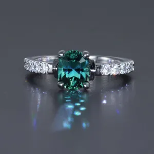 Platimum Montana Sapphire and Diamond Shank Ring 1.20 Carats