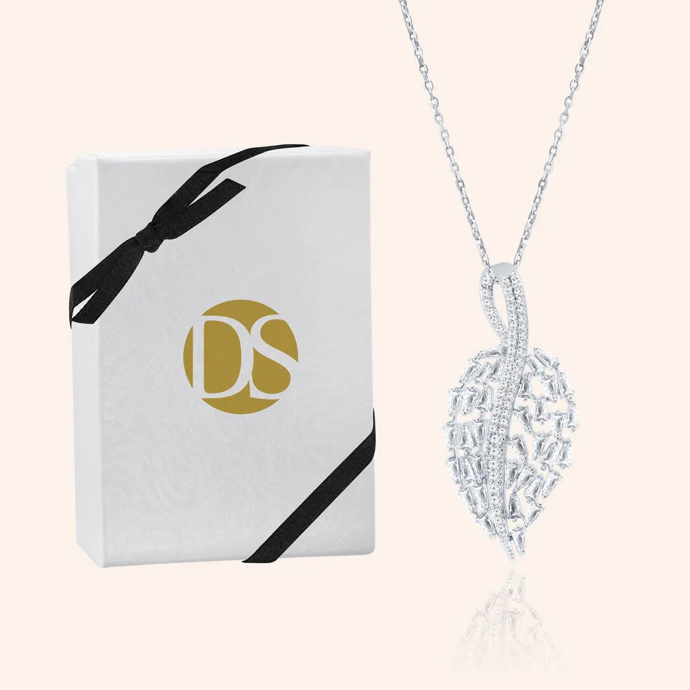 "Enchanted Garden" 4.9CTW Baguette Leaf Pendant Necklace