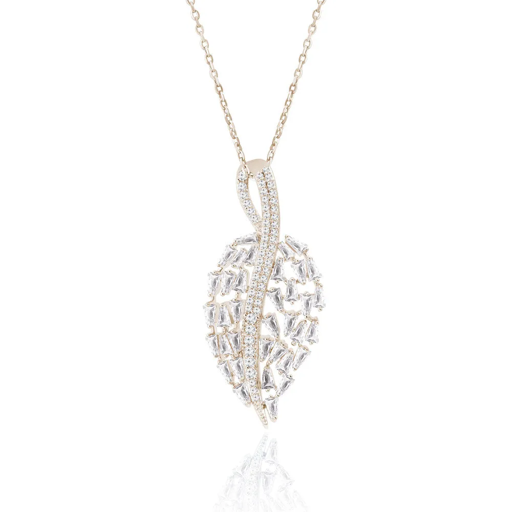 "Enchanted Garden" 4.9CTW Baguette Leaf Pendant Necklace