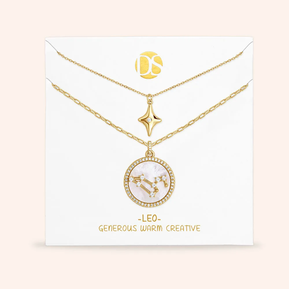 "Mystic Guardian" Set of Two Constellation & North Star Pendant Layering Necklaces