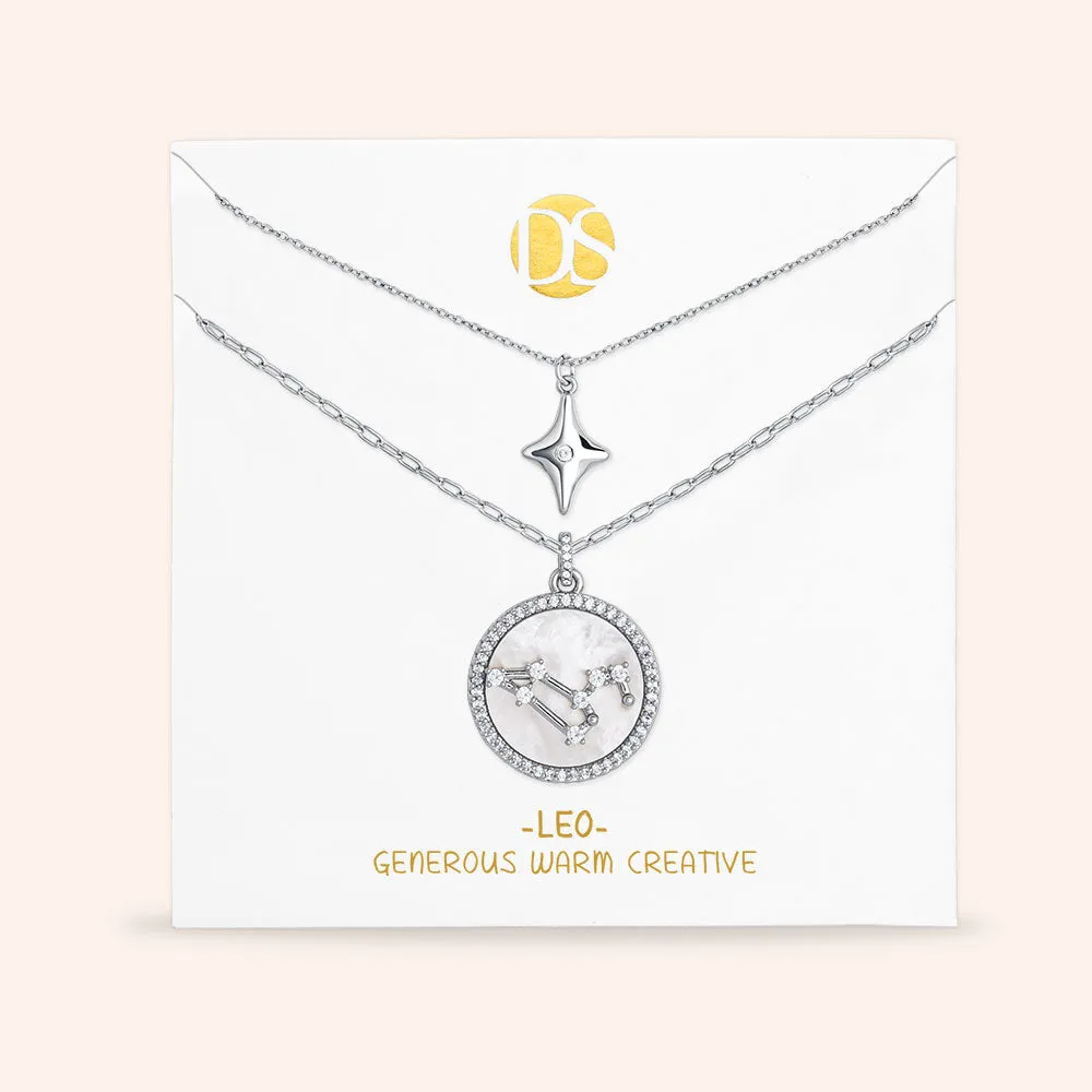 "Mystic Guardian" Set of Two Constellation & North Star Pendant Layering Necklaces