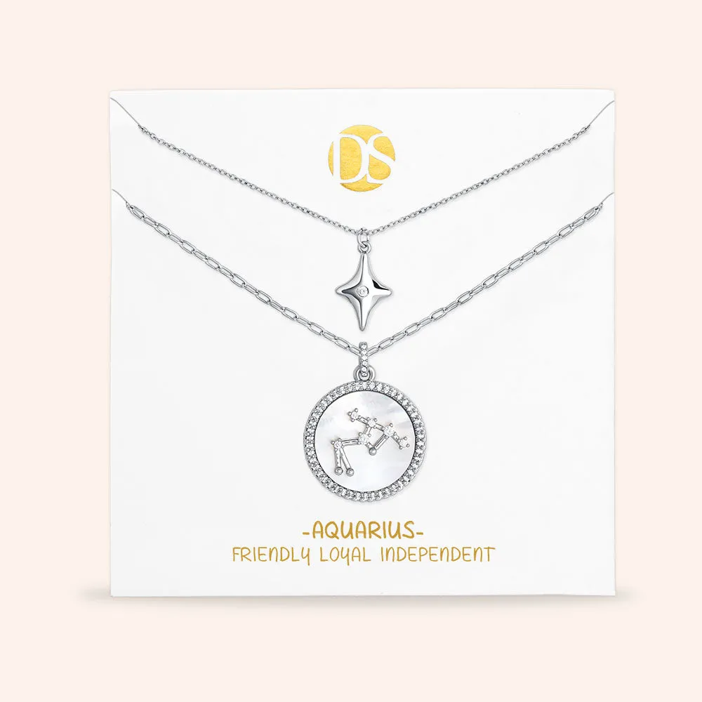 "Mystic Guardian" Set of Two Constellation & North Star Pendant Layering Necklaces
