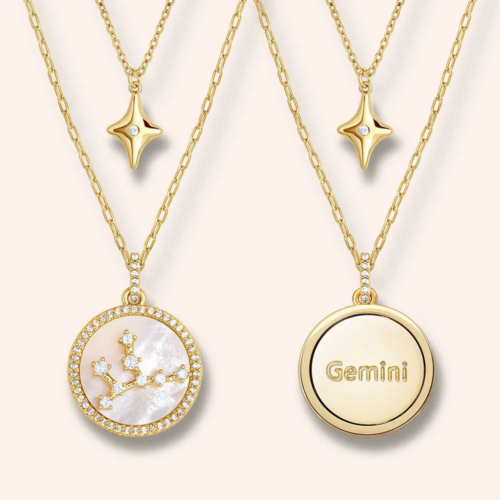 "Mystic Guardian" Set of Two Constellation & North Star Pendant Layering Necklaces
