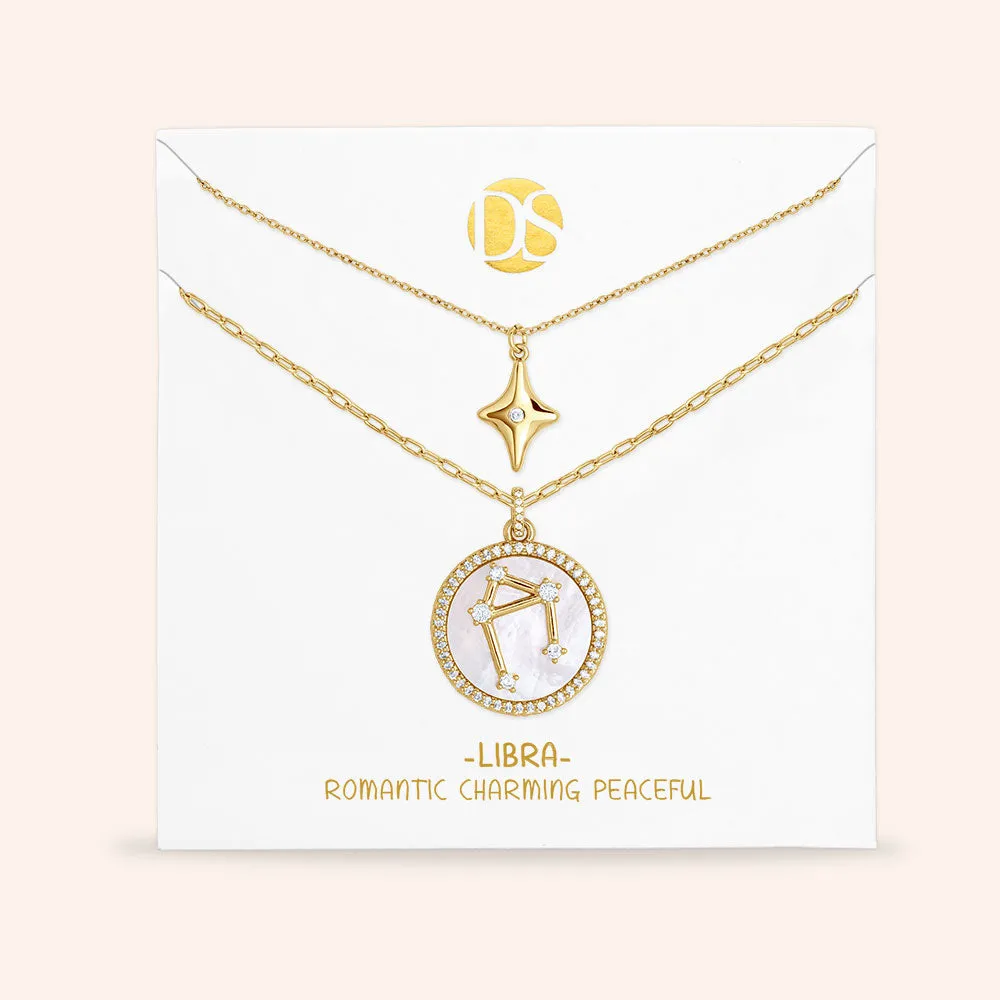 "Mystic Guardian" Set of Two Constellation & North Star Pendant Layering Necklaces