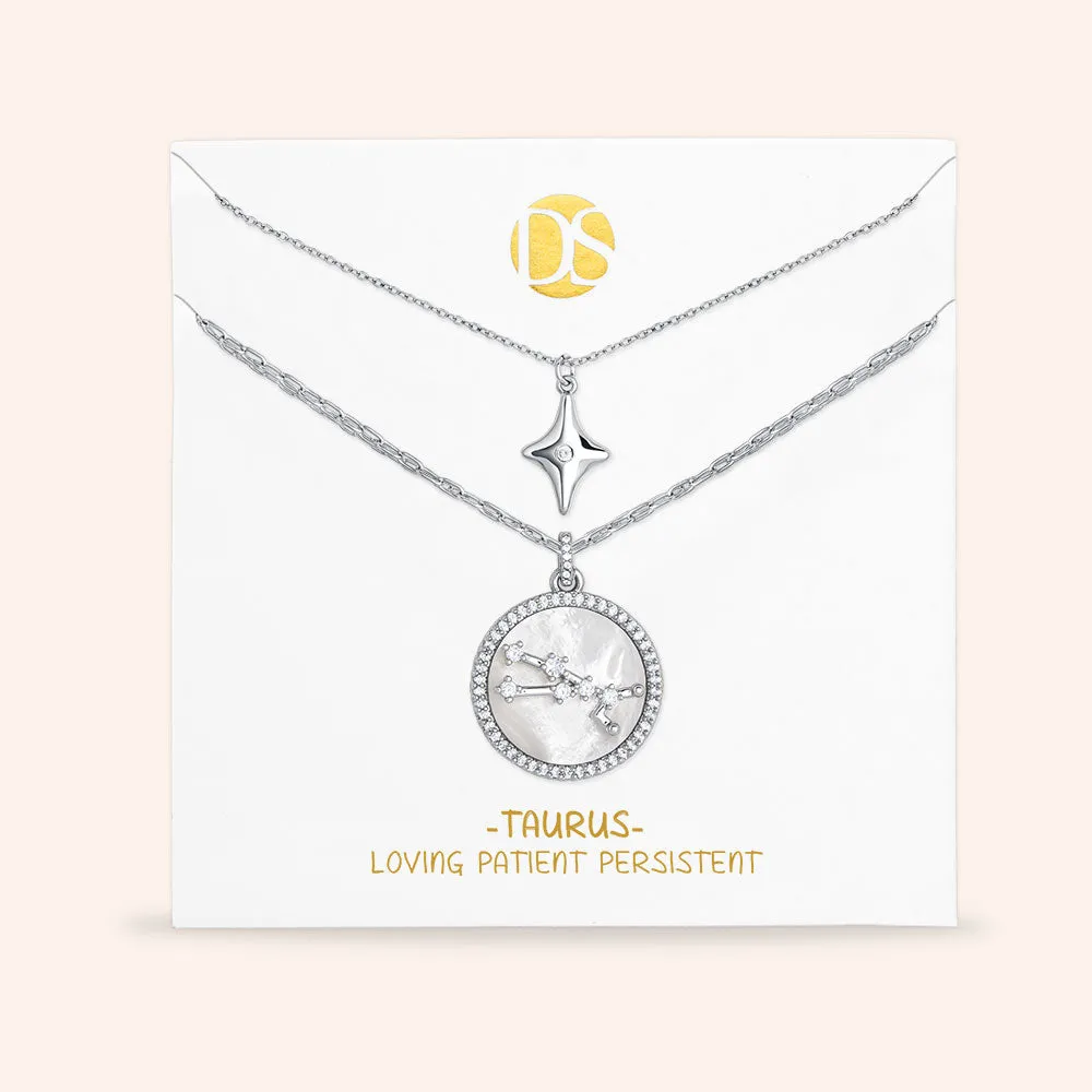 "Mystic Guardian" Set of Two Constellation & North Star Pendant Layering Necklaces