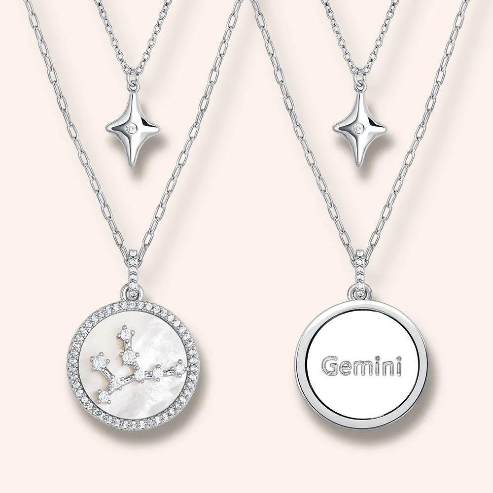 "Mystic Guardian" Set of Two Constellation & North Star Pendant Layering Necklaces