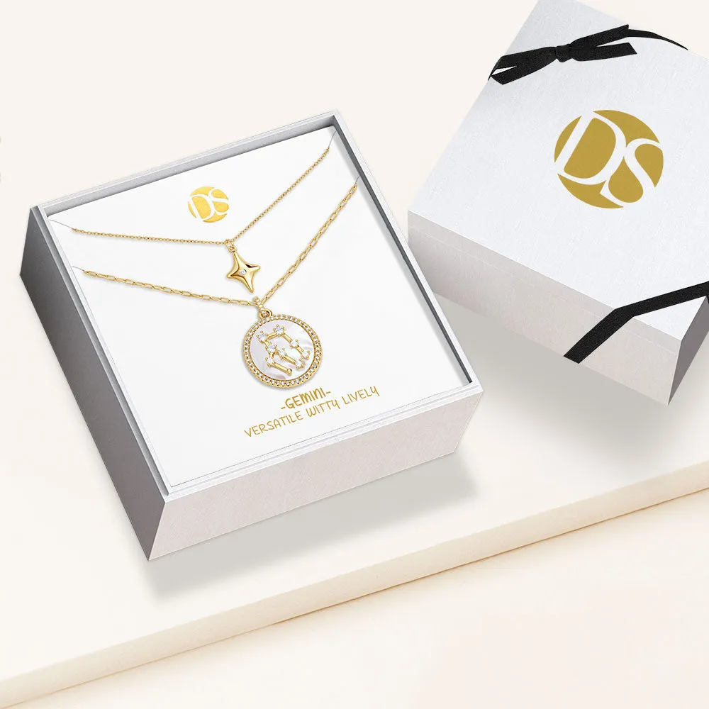 "Mystic Guardian" Set of Two Constellation & North Star Pendant Layering Necklaces