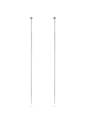 Raw Threader Chain Earrings Silver