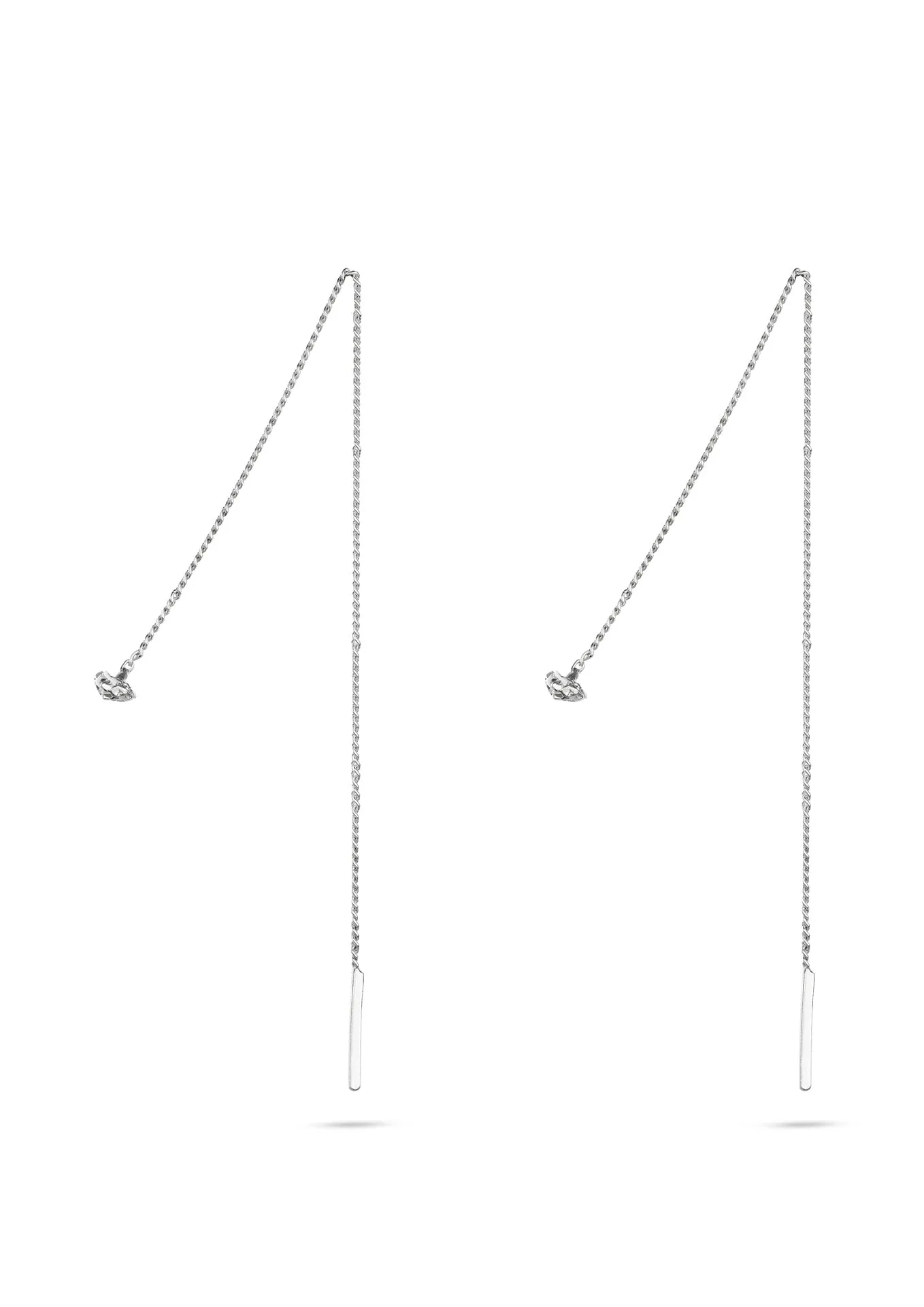 Raw Threader Chain Earrings Silver