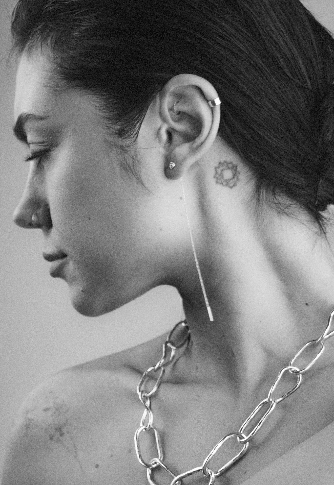 Raw Threader Chain Earrings Silver