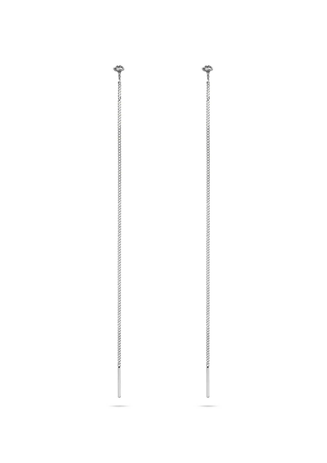 Raw Threader Chain Earrings Silver