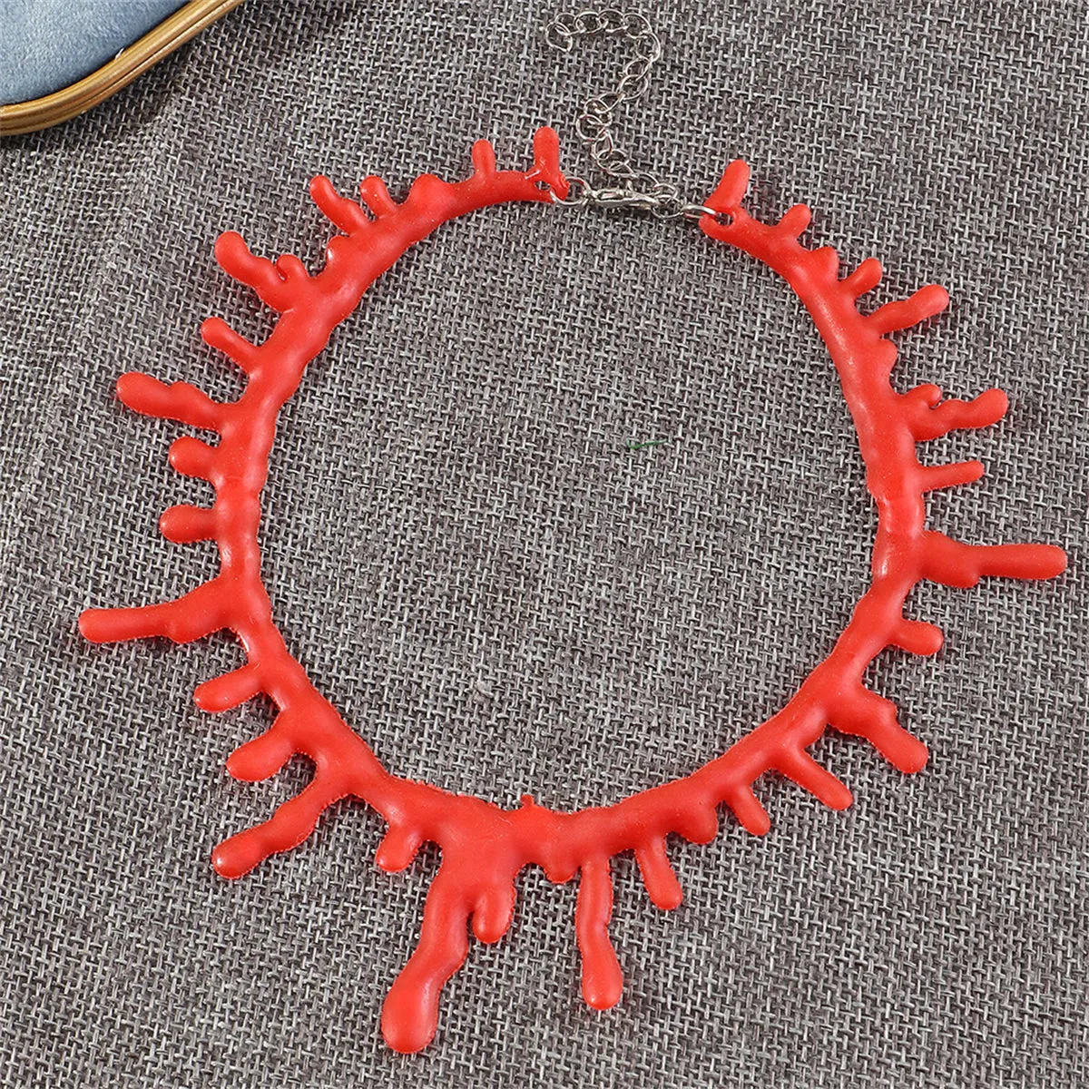 Red & Silver-Plated Blood Choker Necklace